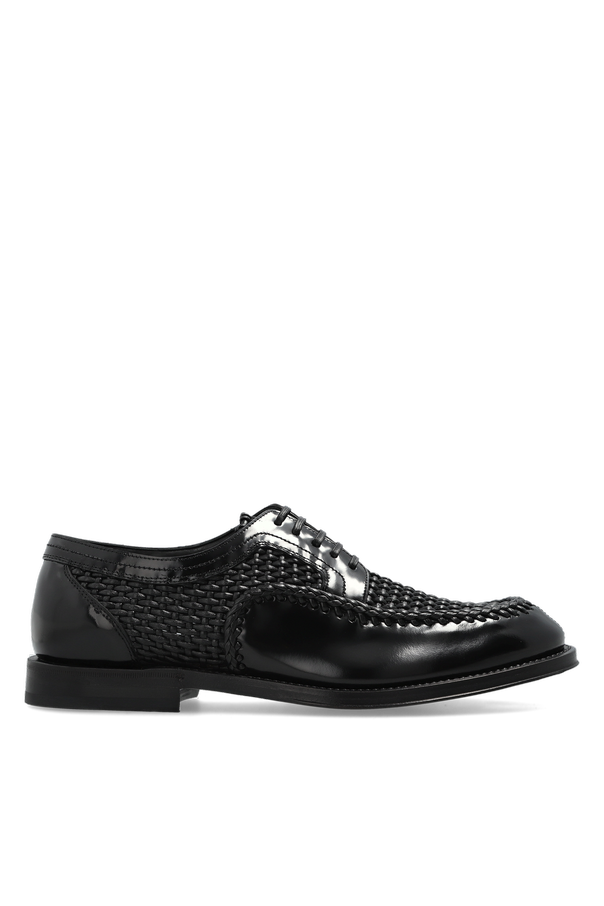 Dolce & Gabbana Black Leather Derby Shoes by Dolce & Gabbana